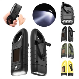 Portable Hand Crank Solar Powered Flashlight